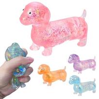 Sparkling Powder Sausage Dog Fidget Squishes Pinch Soft Maltose Texture Stress Relieving Toy Cute Puppy Slow Rising Squishy Toys