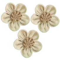 3Pcs Burlap Lace Flowers Rustic Jute Rose Vintage Bridal Wedding Party DIY Craft Decoration Vintage Hessian Flowers chaki
