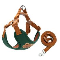 Adjustable Cat Chest Strap Vest Cute Dog Collar Harness Pet Harness Leash  Outdoor Walking Travel XS žalia