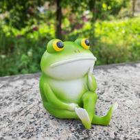 Beautiful Resin Crafted Thoughtful Frog Sculpture Ideal For Garden And Desk Decor
