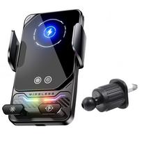 15W Universal Car Phone Wireless Charger Holder Auto-sensing RGB Light Mount for Samsung S26 Iphone 17 16 15 14 13 12 11 Pro Max