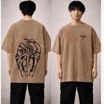 Crew Neck Tide Op Heavy Shirt Pt Loose Wash Hip Hop Print Short Sleeve Casual Smoke Neckline Retro S