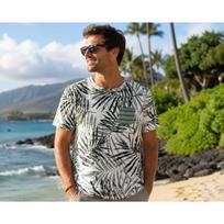 American Rag Unisex Tropical Hawaiian Print White & Green T-Shirt Medium Leaves S