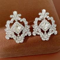 Crystal Beaded Water Drop Necklace & Ear Clip Set - Elegant Luxury European & American Statement Jewelry