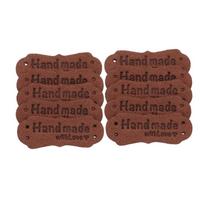 20PCS Handmade Sewing Accessories PU Leather Clothes Tags Label Hand Made With Love Garment Labels šokoladas
