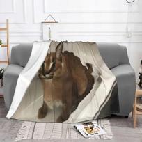 Big Floppa Caracal Cat Cute Meme Blanket Soft Coral Fleece Warm Flannel Bathtub Throw Blankets for Sofa Car Bedroom Bedspread 80x120cm(31x47inch)