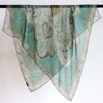 Vintage green Sri Lanka thin spring and autumn silk chiffon mulberry silk square scarf silk scarf shawl women 103*103CM