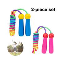 2 Pcs Kids Jump Rope With Wooden Handle, Rainbow Jump Rope, Adjustable Skipping Rope, Kids Fitness Equipment For Kids, Kids