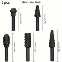 Wood Carving Tools 5pcs Rotary Files Embossing Grinding Head Set for Custom Design Furniture and Craft Carving
