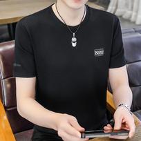 Men's Solid Color Ice Silk Breathable T Shirt With Small Chest Label M juoda