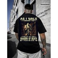 Men'S Plus Size Big & Tall 100% T-Shirt As I Walk Through the Valley of the Shadow of Death I Fear No Evil Christian Faith Print & Knight Design - S juoda