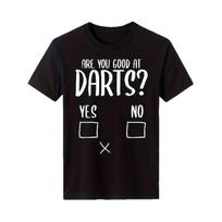 Funny  Are You Good at Darts  Men'S T-Shirt with Dart Score Chart Design - Cotton Oversized Casual Tee, Humorous White Text & Dart Icons, Breathable S juoda