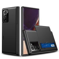 Samsung Note20 Telefono Dėklas S20FE Stumdomas Dangtelis Kortelės Įdėjimas 2-in-1 Apsauga nuo Kritimo Note10 Piniginės Apsauginis Dėklas Samsung S24FE juoda