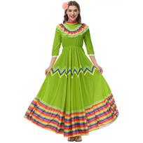 Bohemian Festival Dress for May 5 Stage Performance S žalia