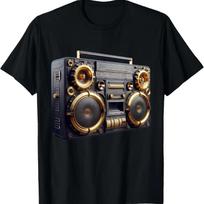 Ghetto Blaster Gold 80's 90's Old School Rap Hip Hop T-Shirt S juoda