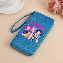 High Quality KPop Demon Hunters long Wallet Women Sequin Bling Zipper Wallets Pu Leather Coin Purse ID Card Holder Female Clutch Purses