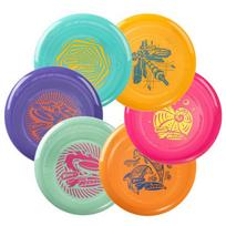 Frisbee Pack of 6 Flying Discs, 22.86cm Children 5 Years and Over, 70g gryna