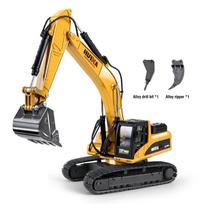 HUINA 1910 140 Large Metal Alloy Excavator Truck Car Model Toy 3 IN 1 Construction Cars Engineering Vehicle Gifts for Kids Boys