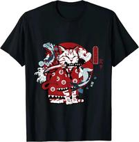 Cool Yakuza Cat Japanese Samurai Cat Ninja Cat Japan Neko TShirt 100 Cotton ONeck Short Sleeve Casual Unisexs Tshirt Size S3XL S