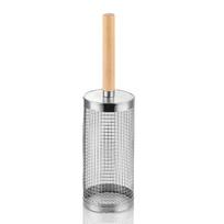 Cesta de parrilla cilíndrica de acero inoxidable para barbacoa al aire libre portátil con mango