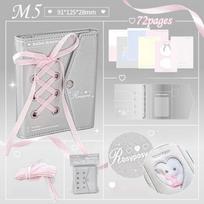 PU Leahter Balletcore Book Sketchbook Ribbon Notebook Note Paper Bow Pocket Book  Office sidabras