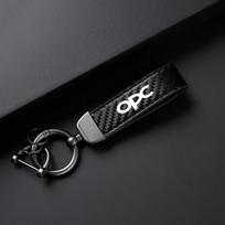 For Opel OPC LINE Logo Astra Insignia Zafira Grandland Mokka Movano Car Carbon Fiber Leather Car KeyChain Custom Key Rings Gift juoda