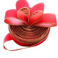 Premium 10 Meter Festive Gold Trimmed Velvet Ribbon For Beautiful Christmas Trees