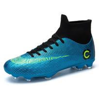 Football High-Top Youth Sports Shoes Broken Glue Large Size Large Size Spiked Shoes Long Nails Leather Surface Foot Men'S Children'S Shoes 35