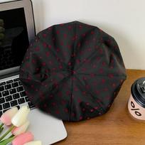 Y2k Polka Dot Berets Versatile Beanie Cap Fashion Painter Berets  Women juoda