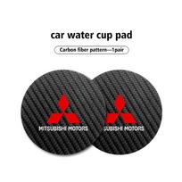 Car Styling Cup Holder Mat Carbon Fiber Texture Anti-slip Coaster for Mitsubishi ASX Triton L200 Auto Interior Parts 2pcs