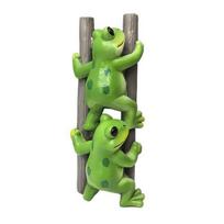 Funny Frog Garden Statue Cute 2 Frogs Climbing Ladder Figurine Resin Animal Sculpture Plant Pot Decoration for Balcony Lawn Garden Shelf Desk Decor Frog