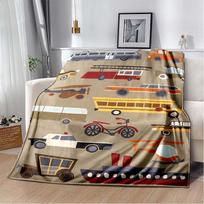 Construction Vehicles Flannel Blanket, Soft Warm Throw with Excavator & Truck Print for Kids, Cozy Bedding for Little Builder Fans 80cm x 120cm