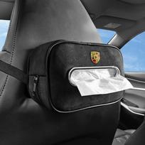 Car Tissue Box Suede Car Center Console Armrest Napkin Box Sun Visor Tissue Case For Porsche Macan Panamera Cayenne Cayman 911