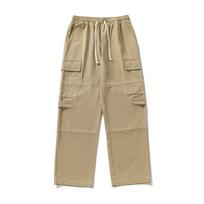 Spring Men's New Retro Casual Outdoor Stitching Loose Straight Pants M chaki