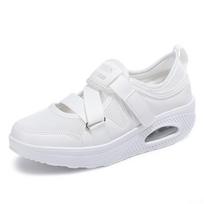 Summer Breathable Air Cushion Thick Soled Velcro Casual Walking Shoes for Women Comfortable Height Increasing Sports Athletic Daily Shoes 35 balta