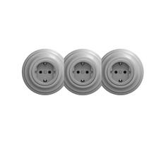 Reblig - Triguba retro sieninė rozetė su rėmeliu SCHUKO 230V pilka