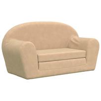 vidaXL Vaikiška dvivietė sofa-lova, kreminės spalvos, minkštas pliušas