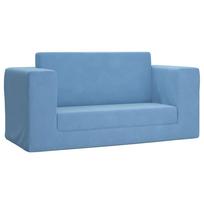 vidaXL Vaikiška dvivietė sofa-lova, mėlynos spalvos, minkštas pliušas