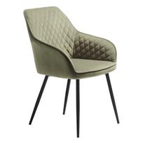 Khaki spalvos iš audinio valgomojo kėdė su porankiais Milton – Unique Furniture