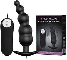 Crazy Bull Pretty Love Vibrating Silicone Plug with Remote Control, Small, Juodas
