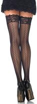 Leg Avenue Hosiery Leg Avenue Fishnet Thigh Highs Juodas Swirl Seam O/S