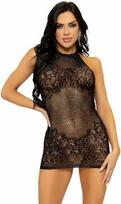 Leg Avenue Dresses Leg Avenue Rhinestone Halter Mini Dress Juodas One Size - Floral Lace Design