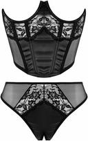 Ayisigi Obsessive Half Corset & Tiara Thong Set, Underbust, Faux Leather, Juodas L