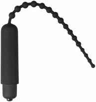 XR Brands Dark Rod Juodas Vibrating Beaded Silicone Urethral Device 24cm