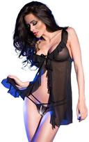 Chilirose CR4219 Babydoll & Thong Set Juodas L/XL Adjustable Ruffles