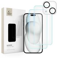 Tech-Protect Supreme rinkinys iPhone 15 2x grūdintas stiklas ekranui / grūdintas stiklas fotoaparatui