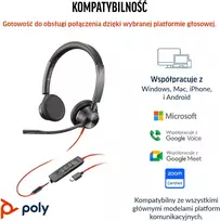 Poly Ausinės HP Blackwire 3325 Stereo Microsoft Teams Certified USB-C Ausinės +3.5mm Plug +USB-C/A Adapteris