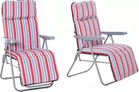 Outsunny Sodo gultas 2 vnt. rinkinys su pagalvėle, sulankstomas reguliuojamas atlošas - raudona 60 x 75 x 65-102 cm