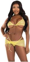 Leg Avenue Sets Leg Avenue Diamond Mesh Lingerie Set Geltona S/M - 3-Piece Elegant Design