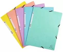 Exacompta 55560E, Įprastas segtuvas, A4, Presuotas kartonas, Įvairių spalvų, Mėlyna, Koralų, Žalia, Violetinė, Geltona, 250 lapų, 400g/m²